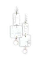 Load image into Gallery viewer, Lunar 2 Solar - Geometrics White polymer clay Earrings square
