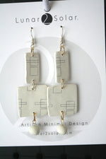 Load image into Gallery viewer, Lunar 2 Solar - Geometrics White polymer clay Earrings square
