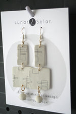 Load image into Gallery viewer, Lunar 2 Solar - Geometrics White polymer clay Earrings square
