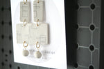 Load image into Gallery viewer, Lunar 2 Solar - Geometrics White polymer clay Earrings square
